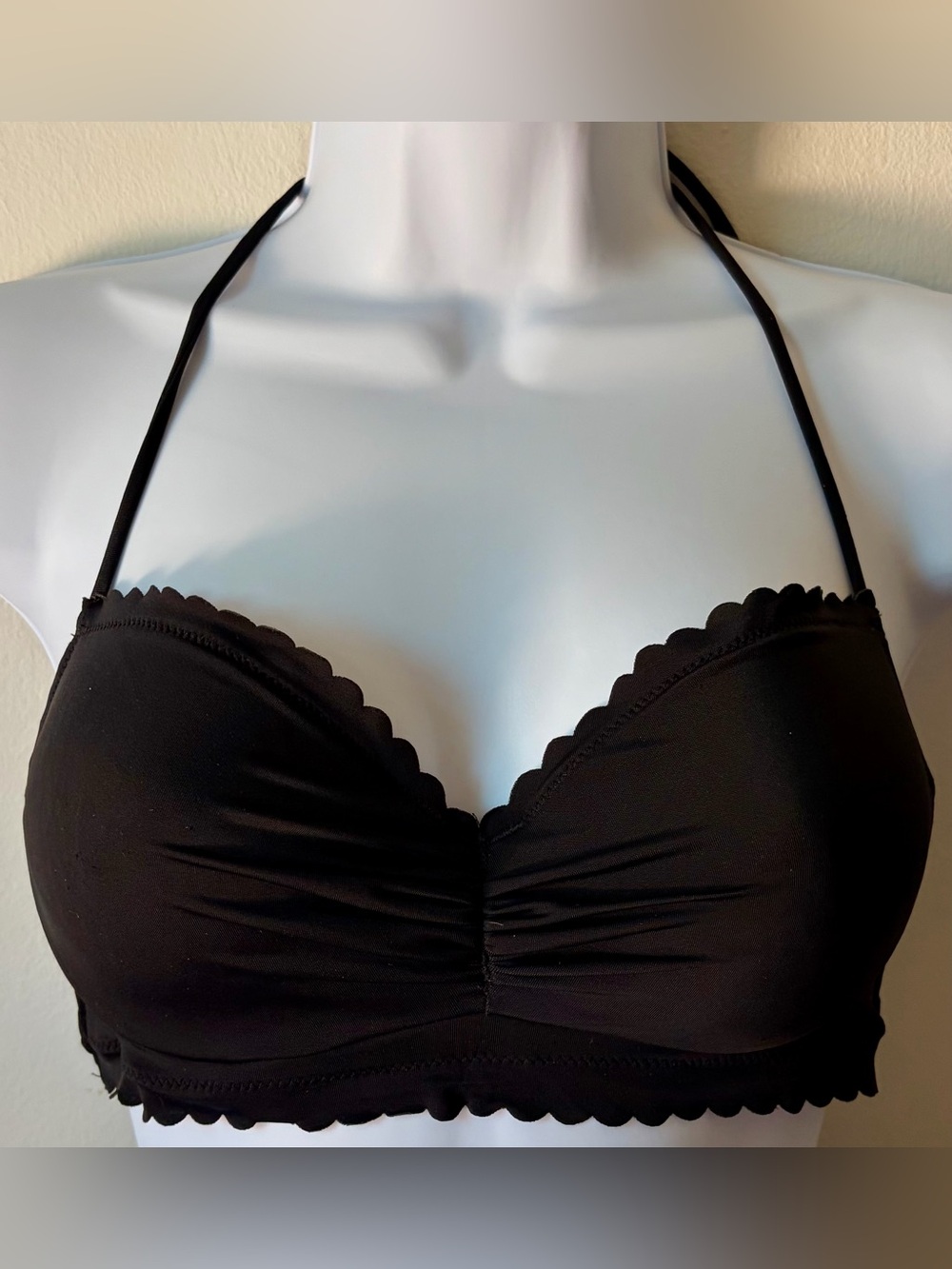 Victoria's Secret Black Scallop-Edge Halter Bikini Top